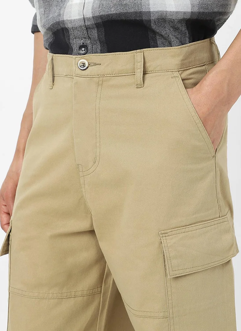 Urbano Fashion  Urbano Fashion Men's Light Olive Loose Baggy Fit Solid Cargo Chino Trouser Pant with 6 Pockets Non-Stretchable for Men | Best Price UAE